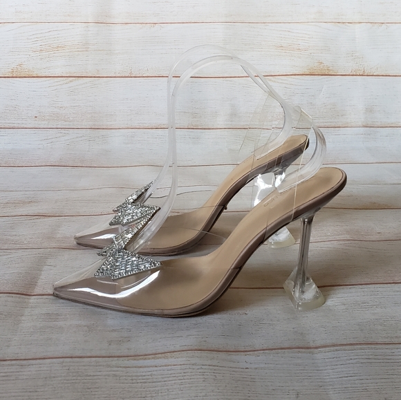 Tony Bianco Laos Clear Vinylite Translucent Jeweled Pointy Toe Heels Size 9 - Picture 4 of 16